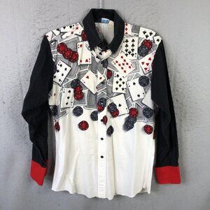 Vintage Brooks & Dunn Shirt Mens Medium Multicolor Poker Cards Chips Casino USA